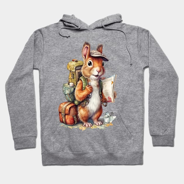 Watercolor Adventure Squirrel #2 Hoodie by Chromatic Fusion Studio